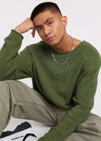 Темно-зеленый фактурный свитер ASOS DESIGN-Зеленый цвет