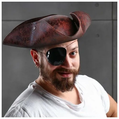 Карнавальная шляпа «Пират», 56-58 см, цвет коричневый (комплект из 2 шт)