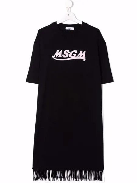 MSGM Kids платье-футболка с бахромой