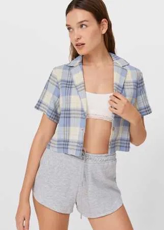 Stradivarius Укороченная Рубашка В Клетку Ванильный Xl