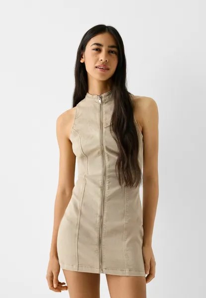 Платье-футляр SLEEVELESS COMFORT WITH ZIP Bershka, цвет camel