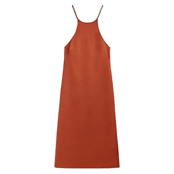 Платье Massimo Dutti Satin Halter, темно-оранжевый
