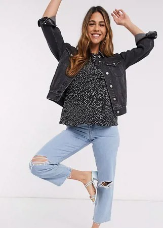 Голубые джинсы прямого кроя ASOS DESIGN Maternity recycled florence-Голубой