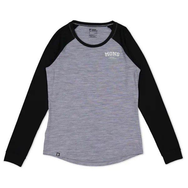 Рубашка из мериноса Mons Royale Women's Icon Merino Air Con Raglan, цвет Grey Heather/Black