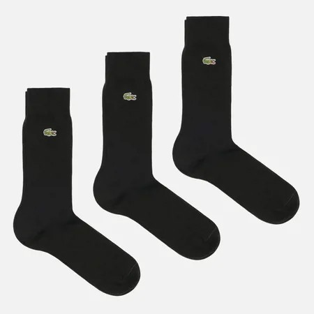 Комплект носков Lacoste 3-Pack Blend Embroidered, цвет чёрный, размер 41-46 EU