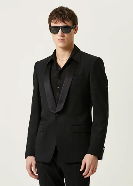 Черный шерстяной пиджак-смокинг с шалевым воротником Dolce&Gabbana