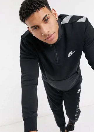 Черный свитшот с короткой молнией Nike Hybrid-Черный цвет