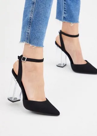 Черные туфли на прозрачном каблуке New Look-Черный цвет