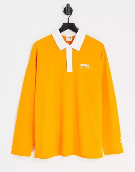 Оранжевая рубашка-поло PUMA Bright Acid Wash эксклюзивно для ASOS