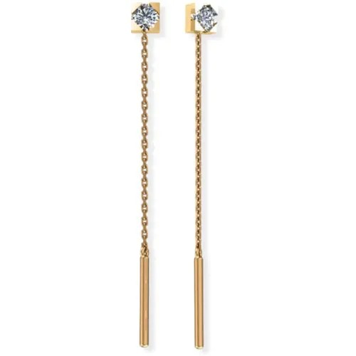 Серьги цепочки POKROVSKY, красное золото, 585 проба, фианит