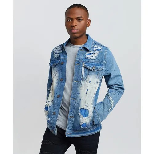 Джинсовая куртка REASON, демисезон/лето, силуэт свободный, карманы, внутренний карман, без капюшона, манжеты, размер XXL, голубой, синий