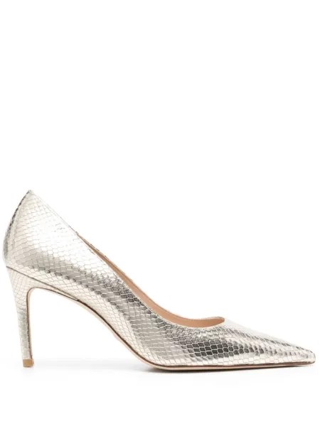 Stuart Weitzman туфли-лодочки с тиснением под змеиную кожу, золотистый
