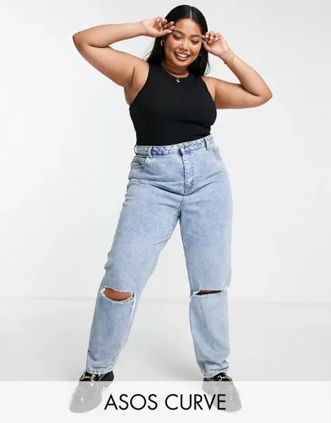 Черное боди с воротником-борцовкой ASOS DESIGN Curve