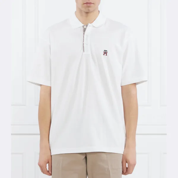 Рубашка-Поло свободного кроя с монограммой Tommy Hilfiger, белый