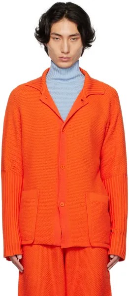 Оранжевая рубашка в деревенском стиле Powerful HOMME PLISSe ISSEY MIYAKE