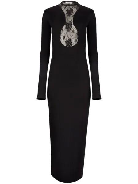 Nina Ricci платье макси с кружевной вставкой, черный