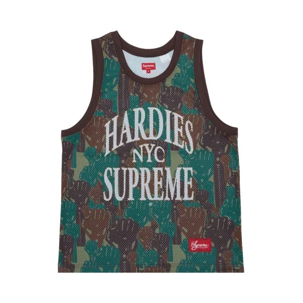 Баскетбольная майка Supreme x Hardies с камуфляжным принтом, зеленая