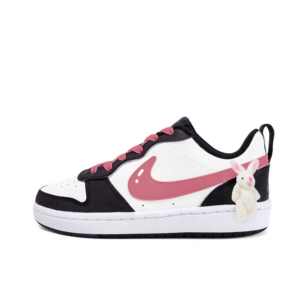 Кроссовки Nike Court Borough Skateboarding Shoes Women's Low-top White, черный/розовый
