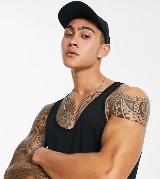 Черная майка из смесового органического хлопка ASOS DESIGN-Черный