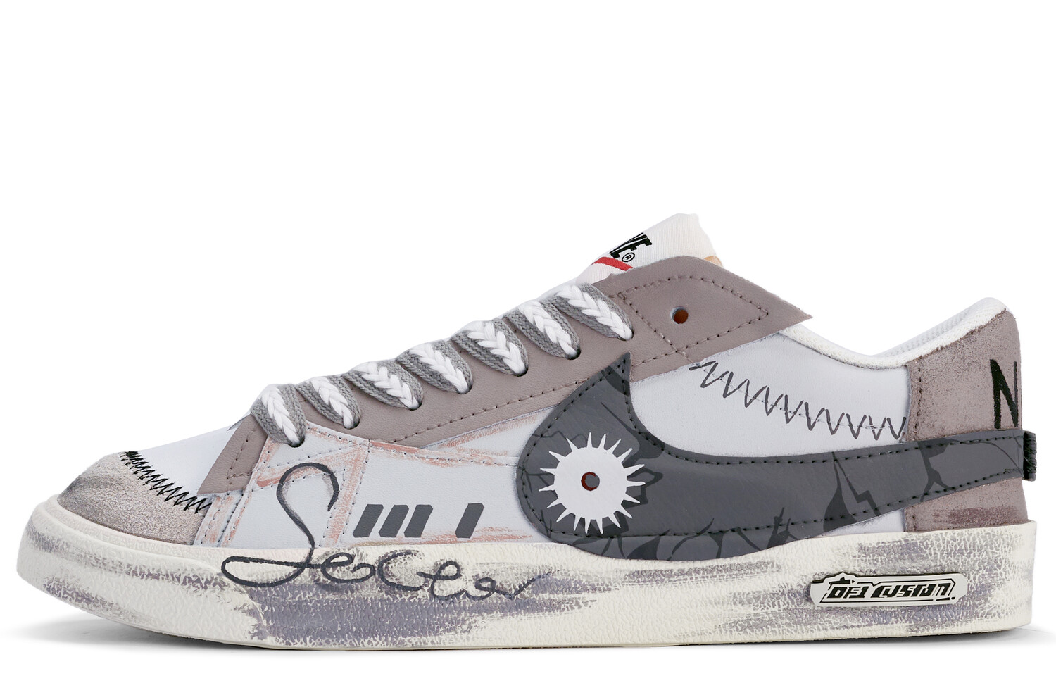 Кроссовки Nike Blazer Skateboarding Shoes Women's Low-top Gray/Brown, светло-серый