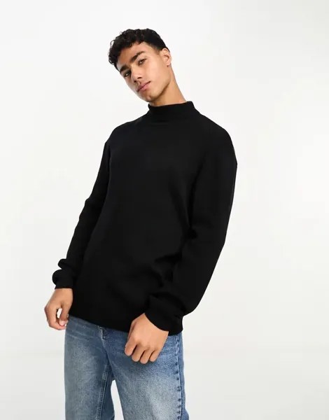 Черная объемная водолазка в рубчик ASOS Essential