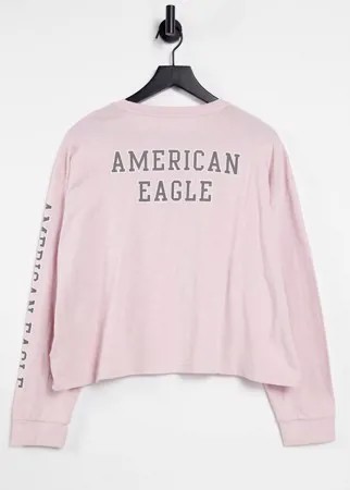 Фиолетовый лонгслив с логотипом American Eagle-Фиолетовый цвет