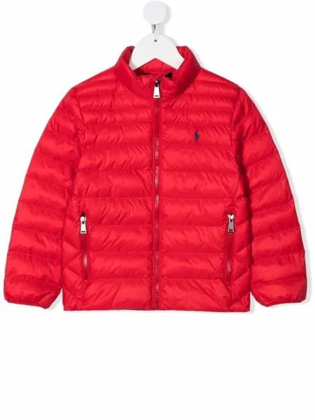 Ralph Lauren Kids пуховик с высоким воротником и логотипом Polo Pony