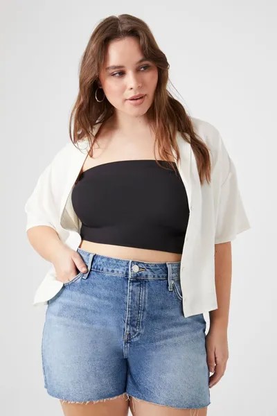 Атласная рубашка больших размеров Forever 21, ванилла