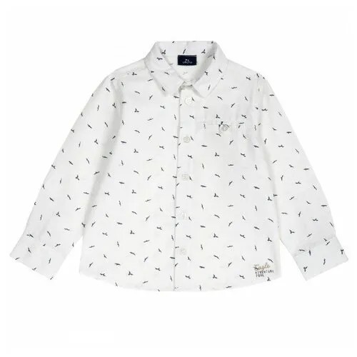 Рубашка Chicco, размер 098, принт птицы, цвет светло-бежевый