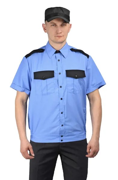 Рубашка рабочая мужская Ursus РУБ505-069 голубой с черным 42 RU, 170-176 см
