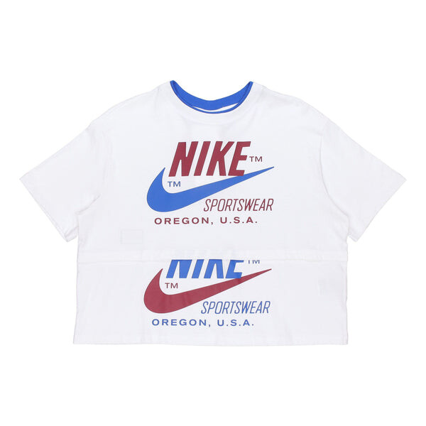 Футболка спортивная одежда значок столкновение логотип печать Nike, белый