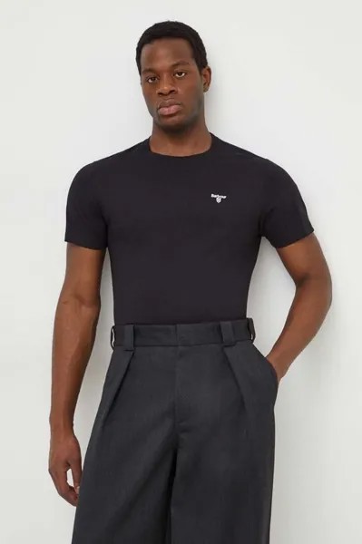 Хлопковая футболка Barbour, черный