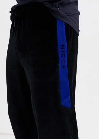 Черные велюровые джоггеры с контрастным логотипом Nicce-Черный