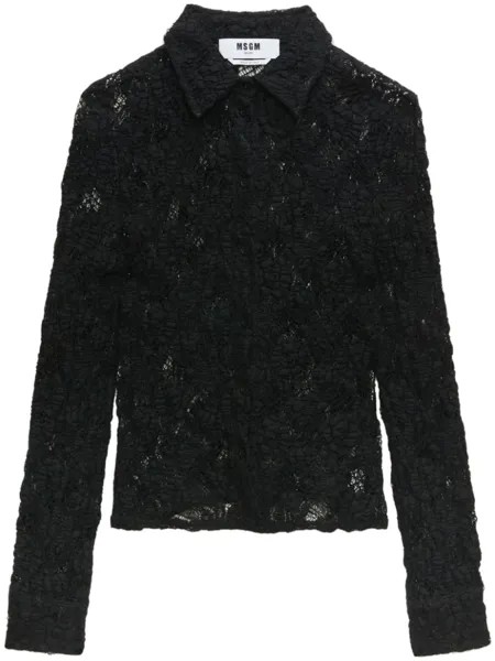 MSGM рубашка из цветочного кружева, черный
