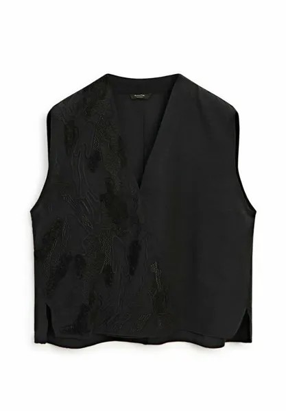 Топ CROSSOVER WITH EMBROIDERED DETAIL Massimo Dutti, цвет black