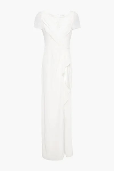 Свадебное платье из кади с драпировкой и кружевными вставками Camellia JENNY PACKHAM, слоновая кость