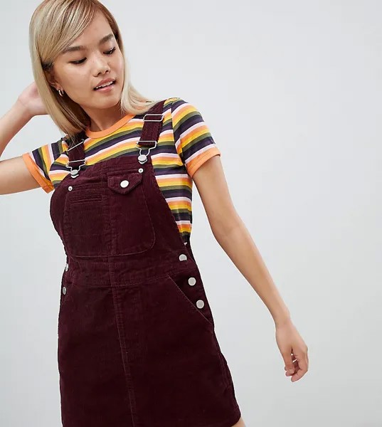 Вельветовый сарафан ASOS DESIGN Petite-Красный