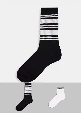 Набор из 2 пар носков в рубчик с полосками ASOS DESIGN-Многоцветный
