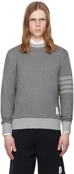 Серый свитер с 4 полосками Thom Browne, цвет Medium grey