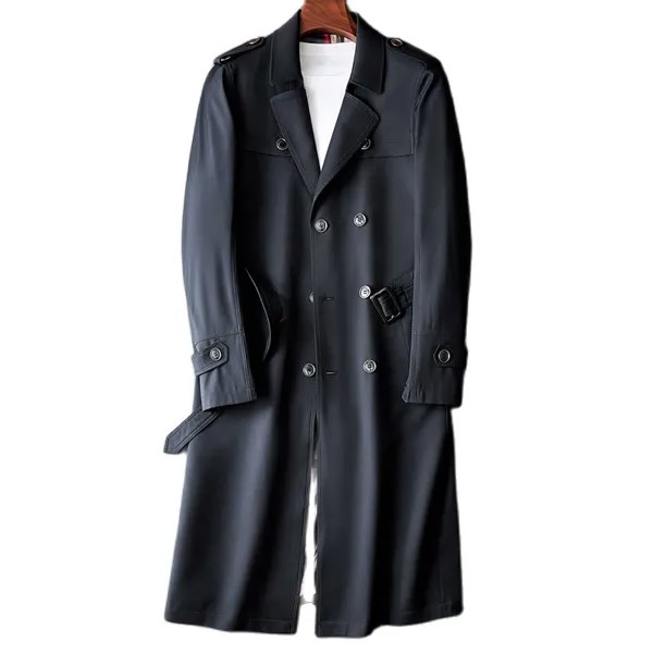 Осенняя Новинка, модная Высококачественная двубортная куртка, Мужская ветровка средней длины, изыскасветильник, роскошное деловое рабочее пальто