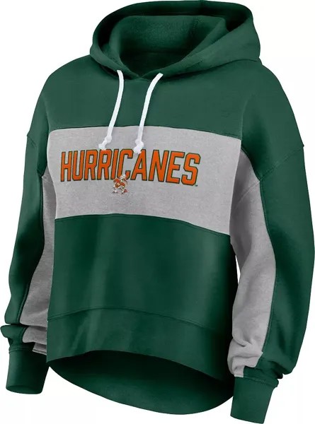 Женский зеленый пуловер с капюшоном NCAA Miami Hurricanes