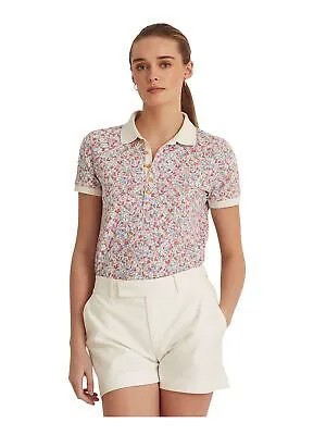 LAUREN RALPH LAUREN Женская бежевая футболка-поло с короткими рукавами и цветочным принтом S