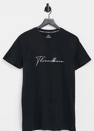 Черная футболка с большим логотипом-подписью Threadbare Tall-Черный