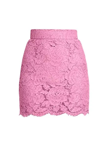 Кружевная мини-юбка с цветочным принтом Dolce&Gabbana, цвет rosa