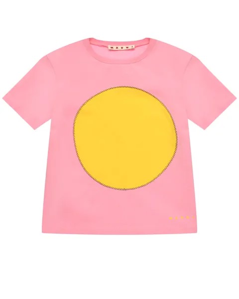 Футболка с желтым кругом, розовая MARNI