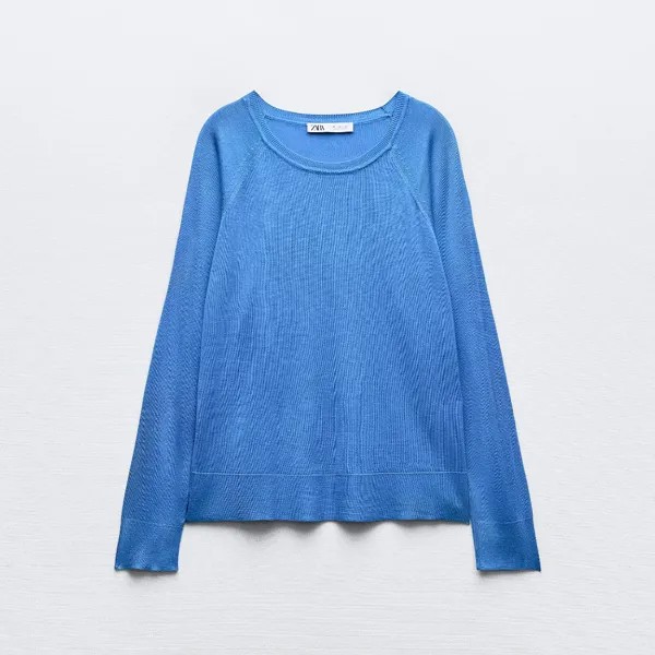 Свитер Zara Plain Fine Knit, синий
