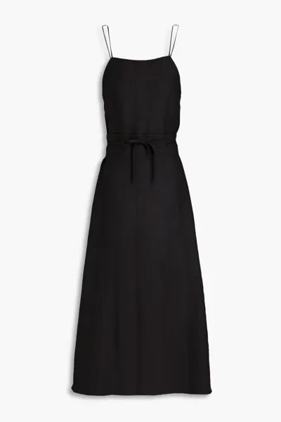 Платье миди из смесового льна с поясом Bondi Born, черный