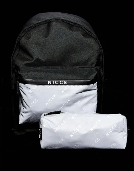 Рюкзак и пенал со светоотражающим логотипом Nicce-Серебряный