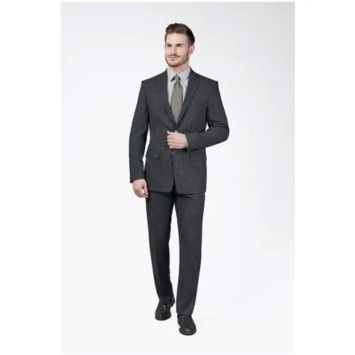 Костюм Valenti, пиджак и брюки, классический стиль, прямой силуэт, шлицы, однобортная, карманы, размер 100/182/2, серый