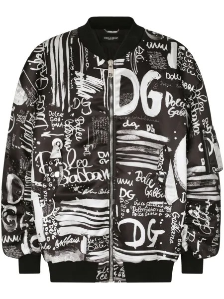 Dolce & Gabbana бомбер оверсайз с логотипом, черный